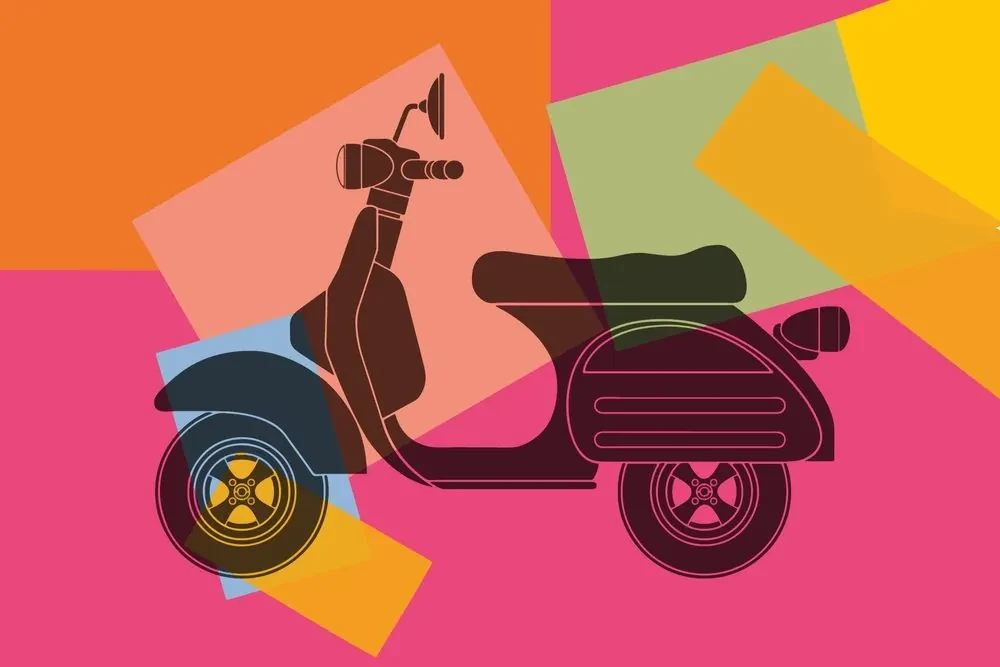 Tapet autoadeziv trotinetă pop art