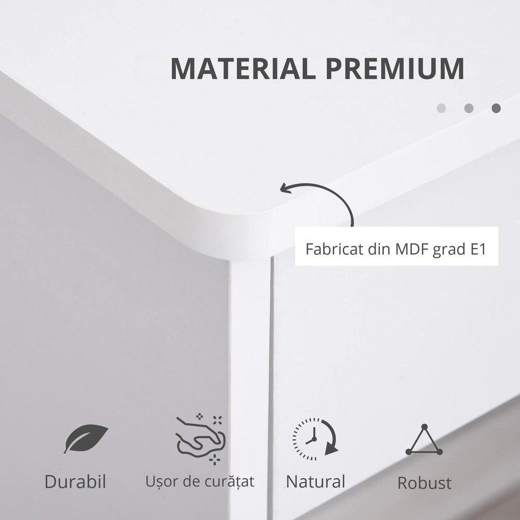 HOMCOM Birou Modern pentru PC si Computer cu 2 Sertare si 1 Dulap pentru Birou sau Camera din Lemn Alb | Aosom Romania