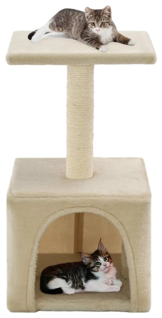 vidaXL Ansamblu pentru pisici, stâlpi cu funie de sisal, bej, 55 cm