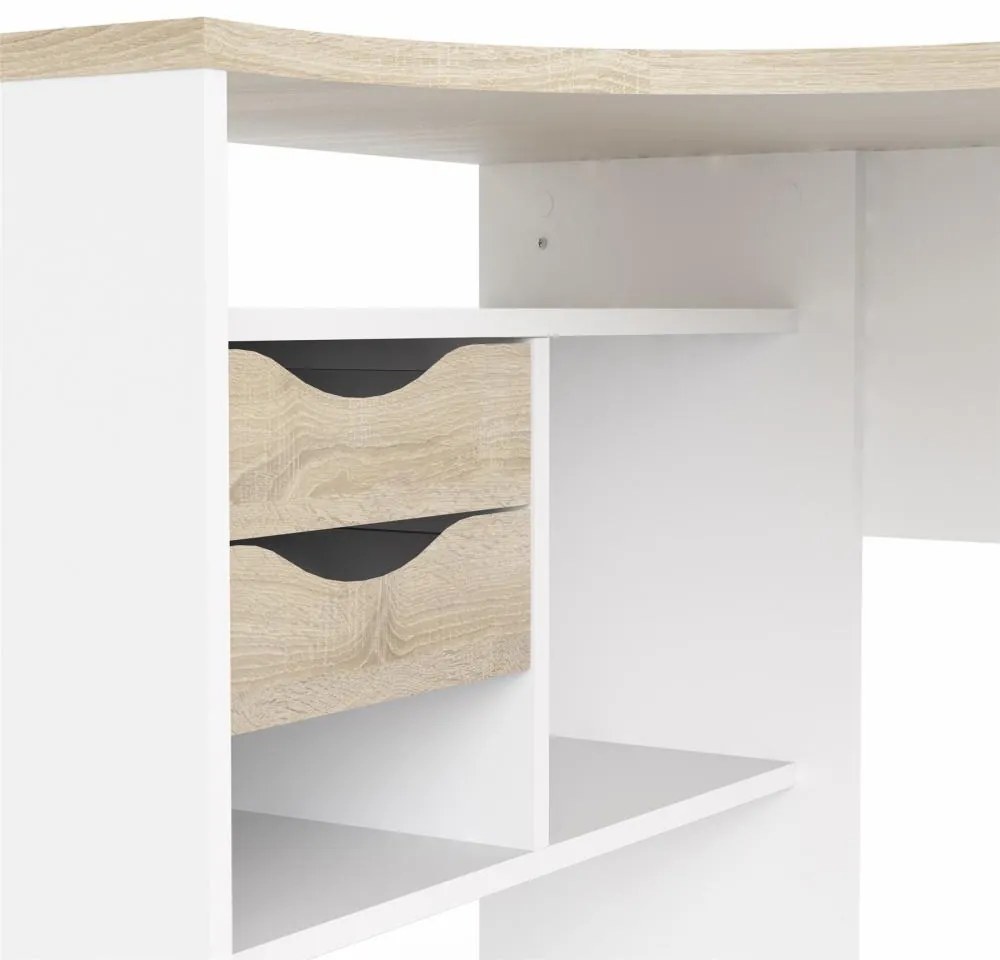 Birou coltar EFREM PLUS cu 2 sertare si blat in decor stejar