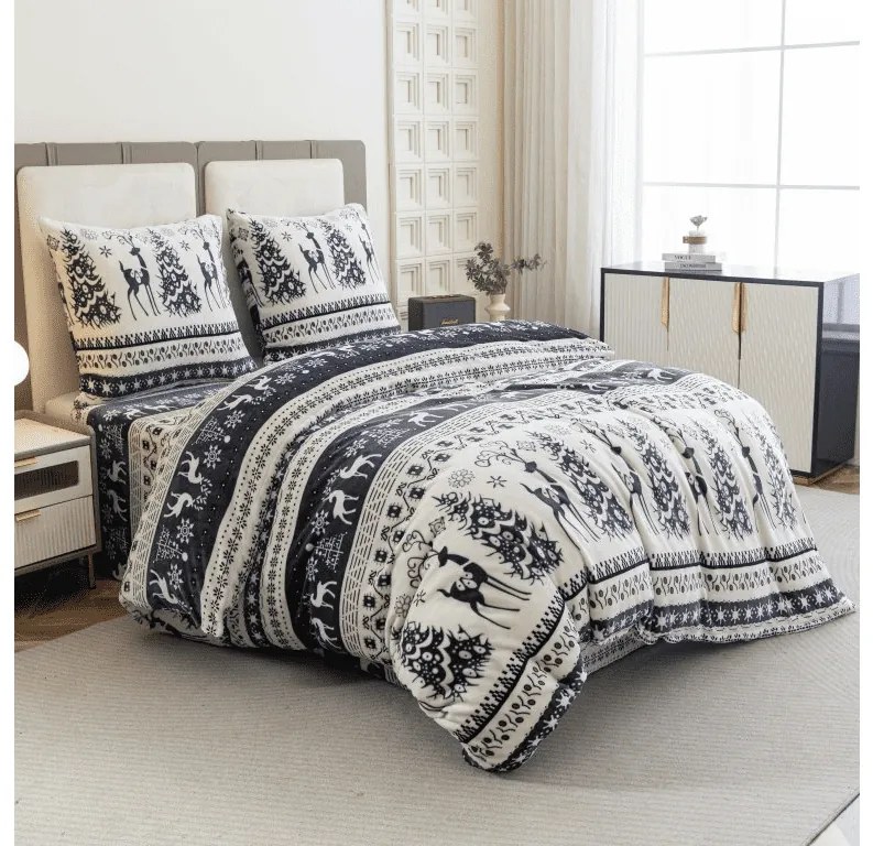 Lenjerie cocolino WINTER DEER gri Dimensiune lenjerie de pat: 70 x 90 cm | 140 x 220 cm