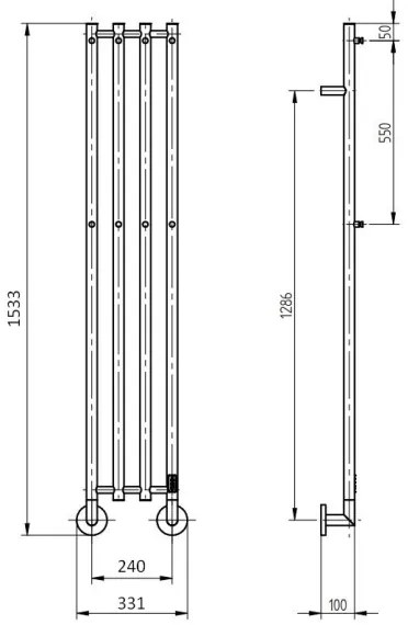 P.M.H. MO1SS-L - Uscător electric pentru prosoape MONA, 93 W / 230 V, 153,3 cm, IP44, inox