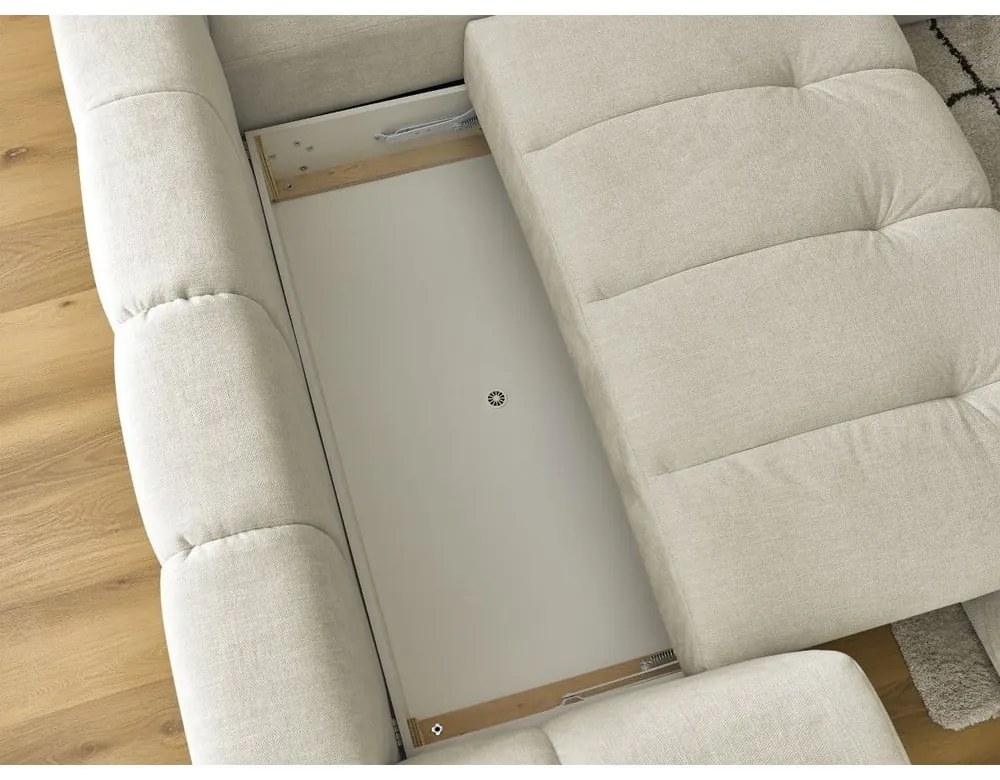 Colțar bej extensibil/cu spațiu de depozitare (cu colț pe partea dreaptă/în formă de ”L”) Fuji – Bobochic Paris