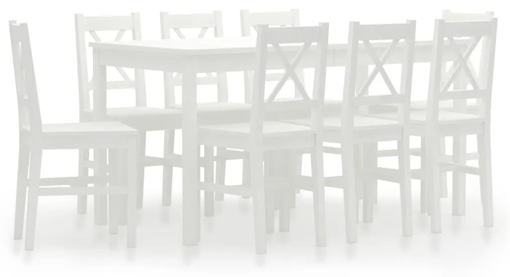 283381 vidaXL Set mobilier de bucătărie, 9 piese, alb, lemn de pin