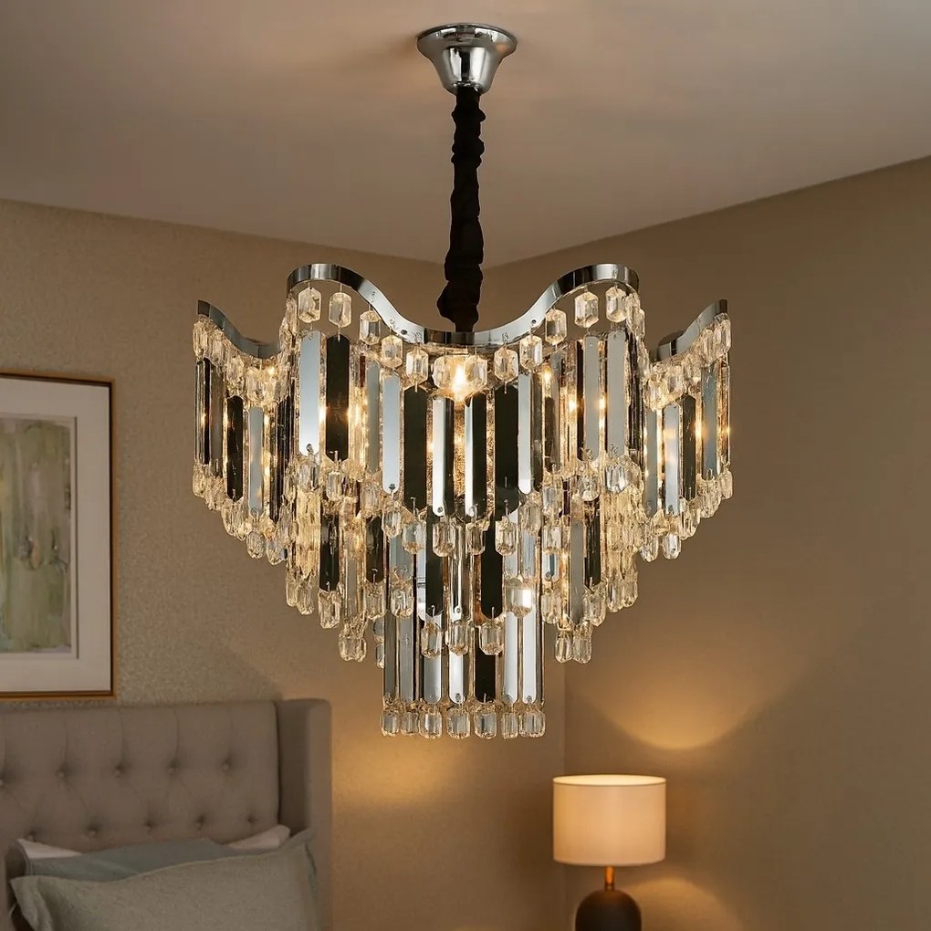 Candelabru Modern Ø450 mm, 7 Becuri E27, Design Elegant – Model 78012-450 CH