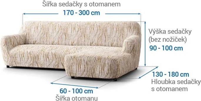 Gaico Huse bielastice UNIVERSO NOU bej cu dungi canapea cu otoman dreapta (l. 170 - 300 cm)