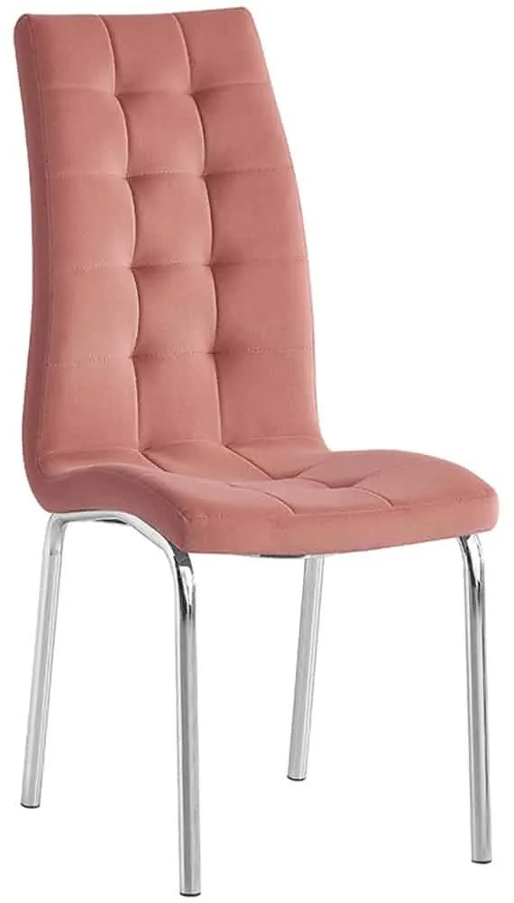 Scaun de masă, Gerda New, țesătură de catifea, roz/crom