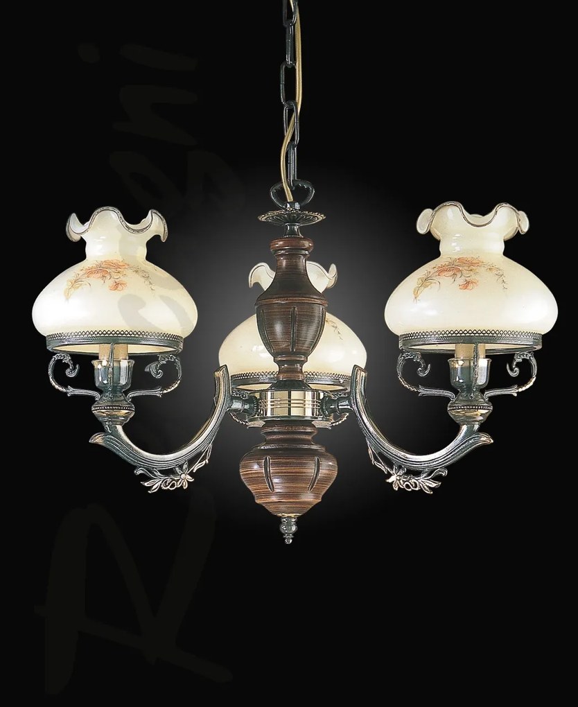 Candelabru clasic cu 3 brate design italian din alama cu lemn 2812