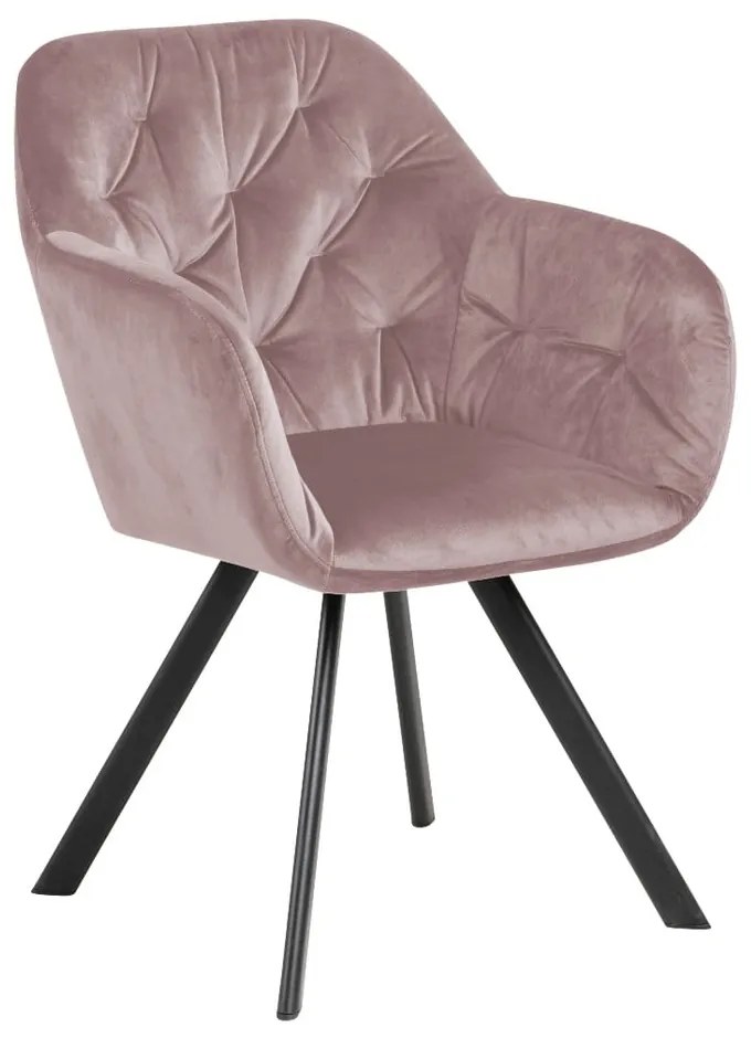 Scaun de sufragerie roz deschis cu cotiere tapițat Lola – Actona