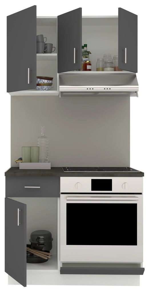 Set Bucatarie Karo V1, Antracit/Alb, Blat Thermo 28 mm, L 100 cm