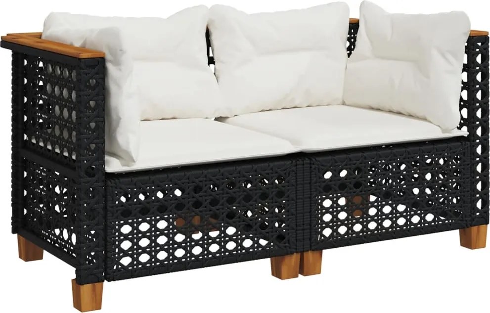 vidaXL Canapele de colț de grădină cu perne 2 buc. negru poliratan