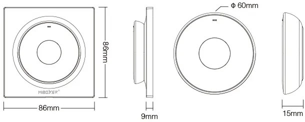 Variator de perete pentru banda LED, compatibil cu banda led monocolora si CCT, montaj aplicat, negru, MiBoxer Milight