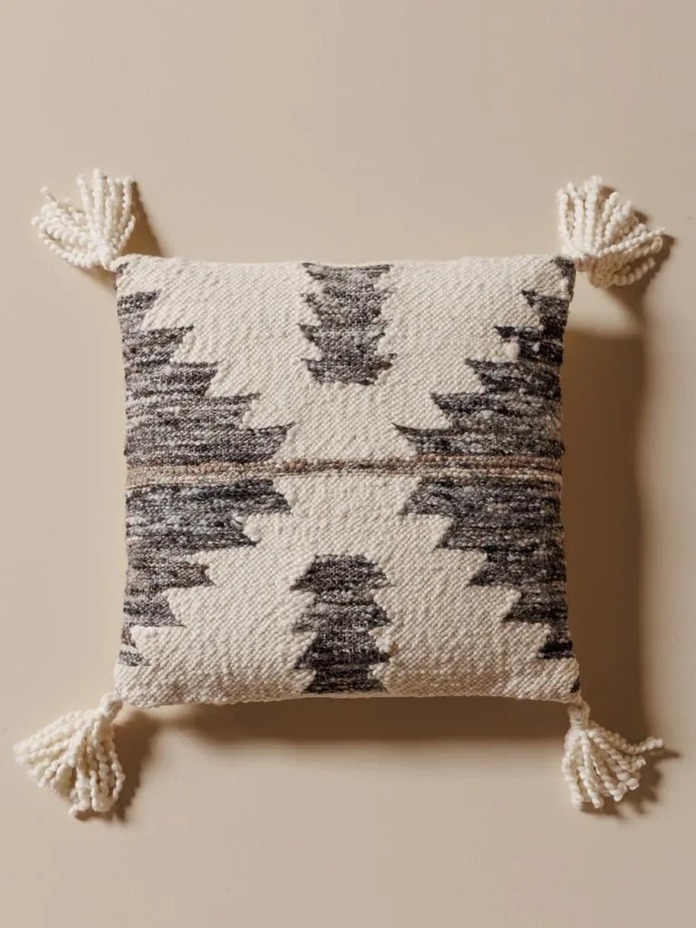 Perna decorativa, din lana si bumbac, gri, Dune 50x50 cm