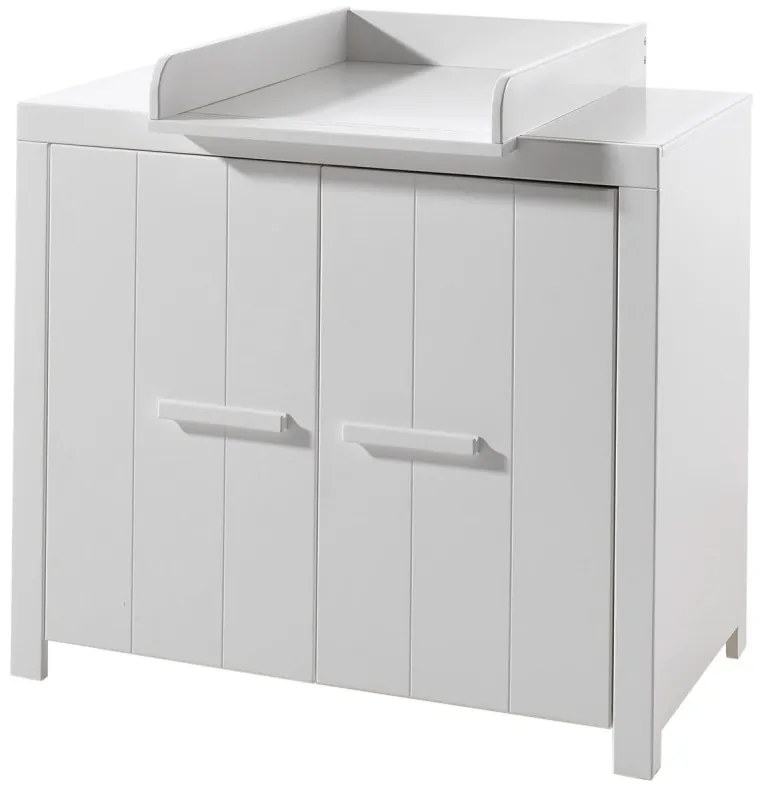 Set Pătuț Transformabil Copii ERIK: Pătuț 60x120 cm, Comodă cu 2 Sertare și Masă de Înfășat, Alb – Vipack