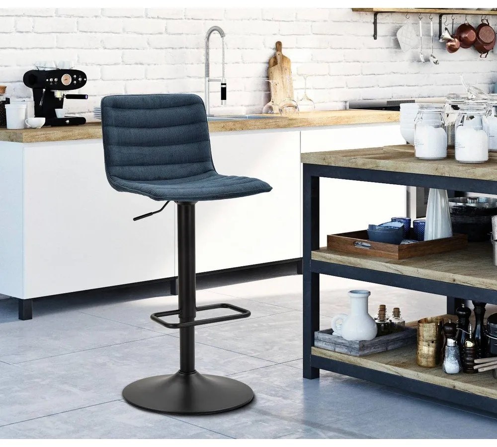Scaun de bar albastru petrol/negru cu înălțime ajustabilă (înălțime șezut 61 cm) Malia – Mauro Ferretti