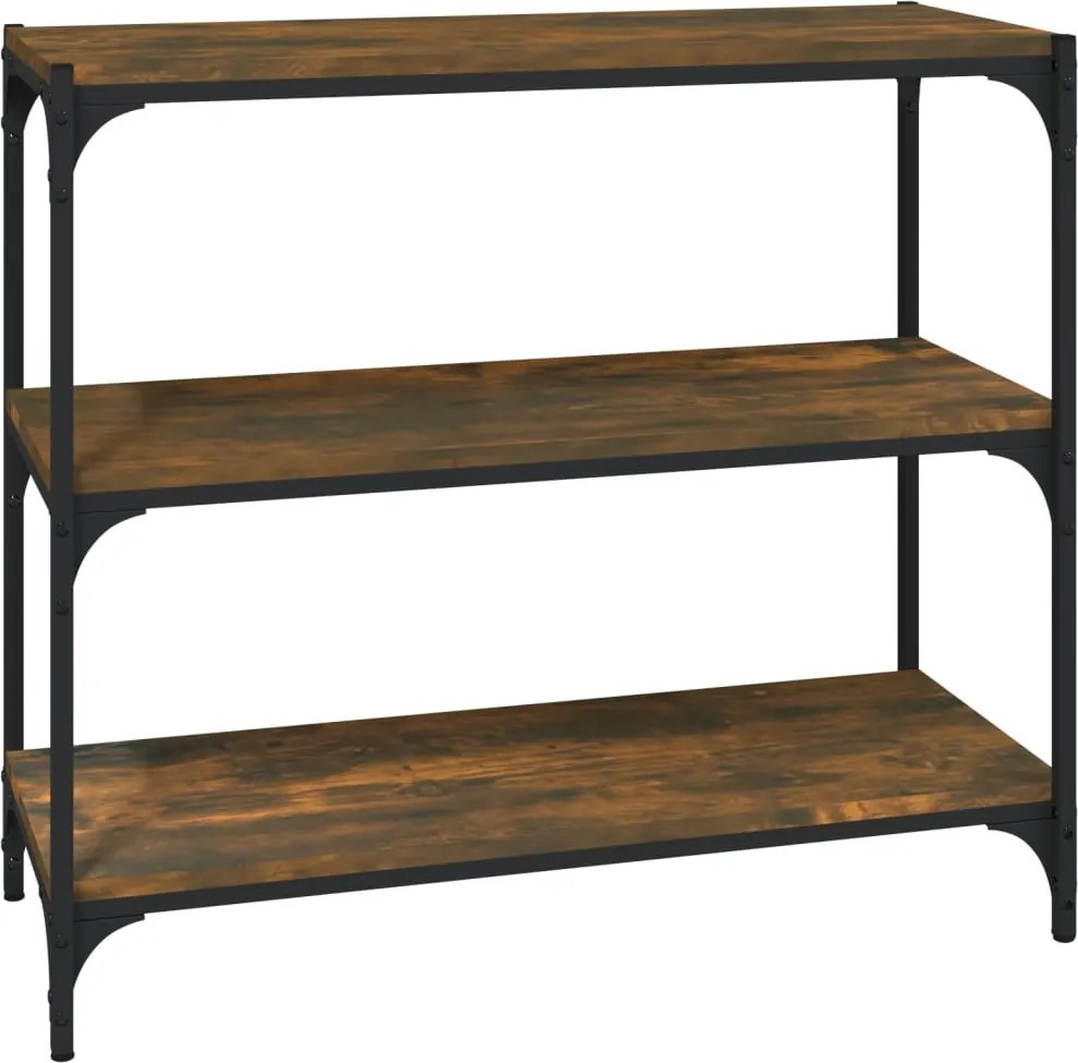 vidaXL Raft cărți stejar fumuriu 80x33x70,5 cm, lemn prelucrat și oțel