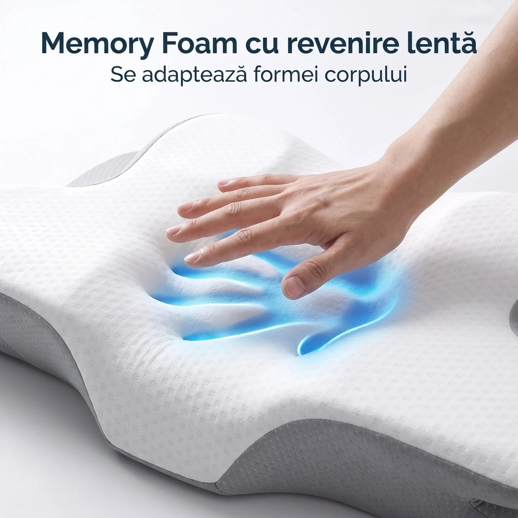 RESIGILAT- Perna ortopedica cervicala contur, spuma cu memorie, doua inaltimi CERVI-SAN PRO CONTUR
