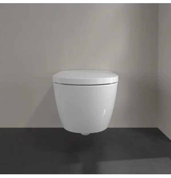 Set vas WC rimless suspendat, cu capac electronic, functie de bideu, Villeroy&amp;Boch ViClean, DirectFlush, CeramicPlus, V0E100R1