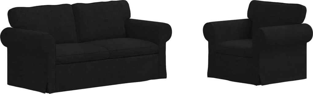 vidaXL Set de canapea 2 pcs Negru 175 x 82 x 80 cm țesătură