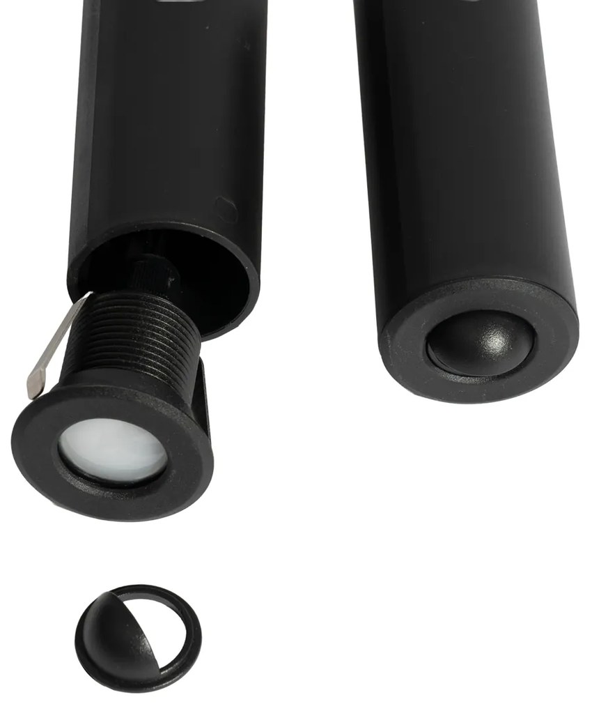 Set de 5 spoturi încastrate moderne negre, inclusiv LED IP67 - Linsey
