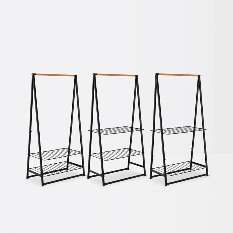 Suport multifuncțional pentru haine Brabantia Linn 1008930, 2 rafturi, Otel, Negru