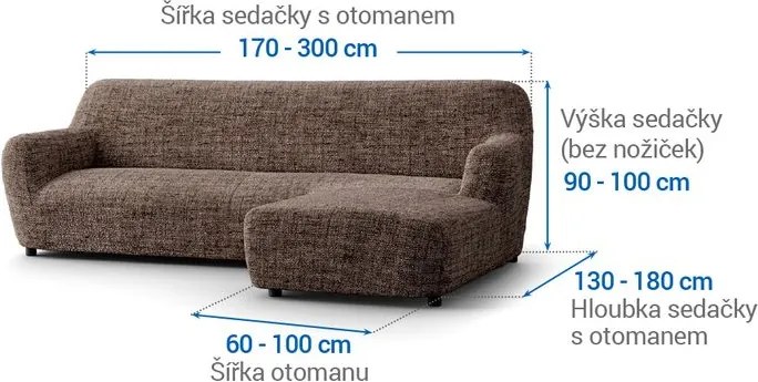 Gaico Huse bielastice VITTORIA maro canapea cu otoman dreapta (l. 170 - 300 cm)