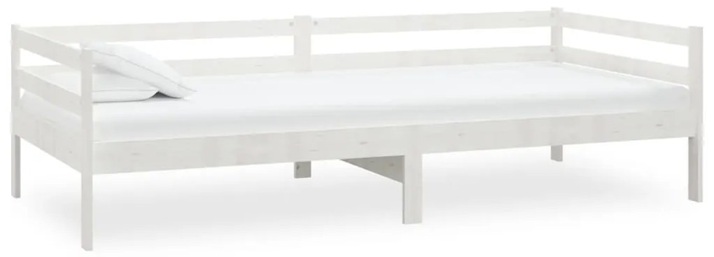 806931 vidaXL Pat de zi, alb, 90 x 200 cm, lemn masiv de pin