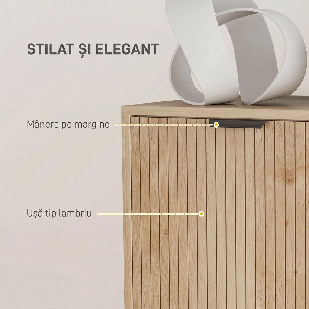 HOMCOM Dulap de Depozitare cu 2 Uși și Rafturi Reglabile, 78x40x77,5 cm, Stejar | Aosom Romania