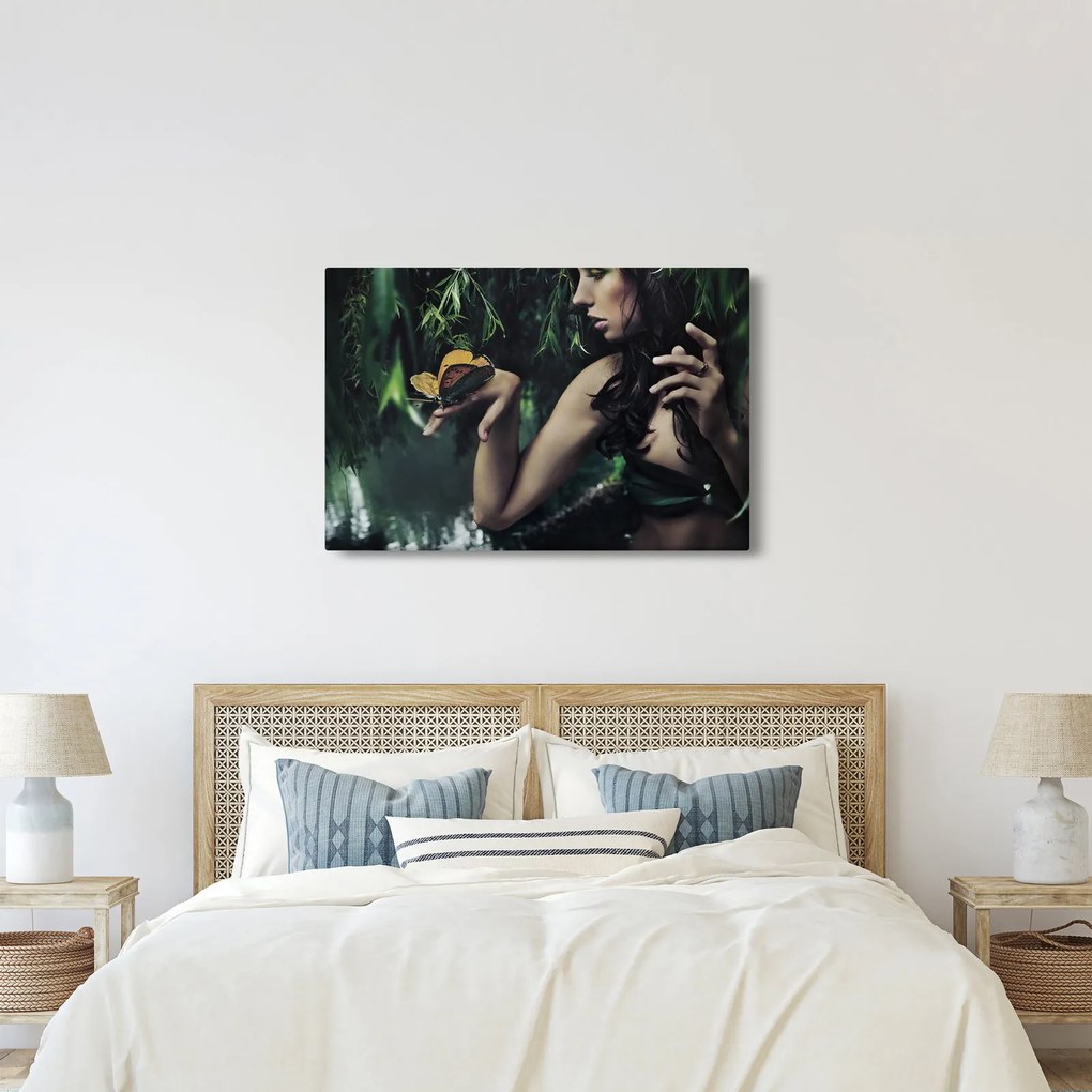 Tablou - Femeia grațioasă cu fluture (90x60 cm)