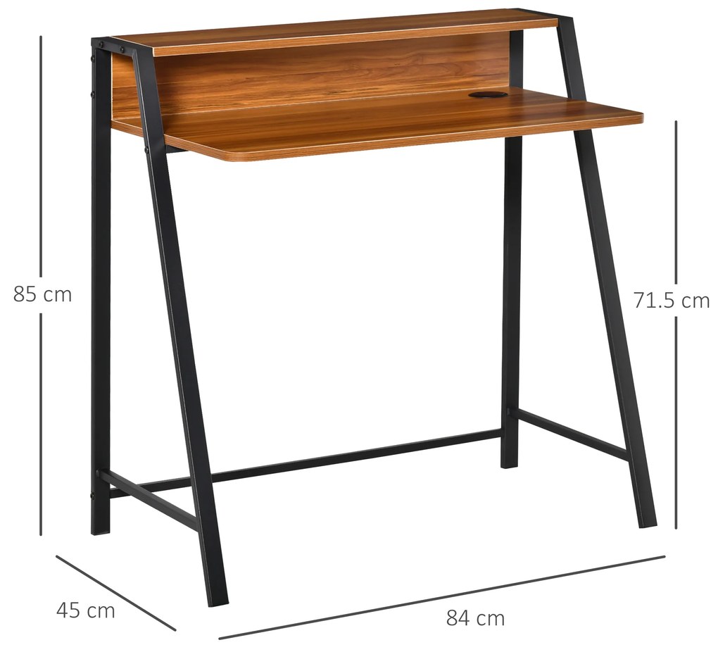 HOMCOM Birou modern cu Rafturi in Lemn Castaniu 84x45x85cm