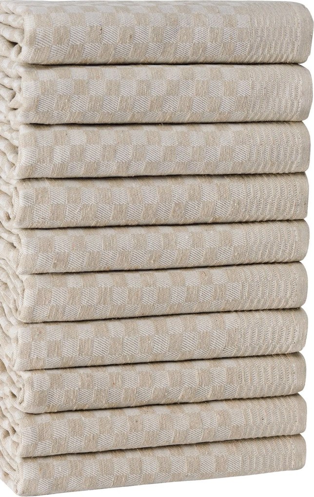 Set 10 prosoape bucatarie LOLA, crem, bumbac/poliester, 40x60 cm
