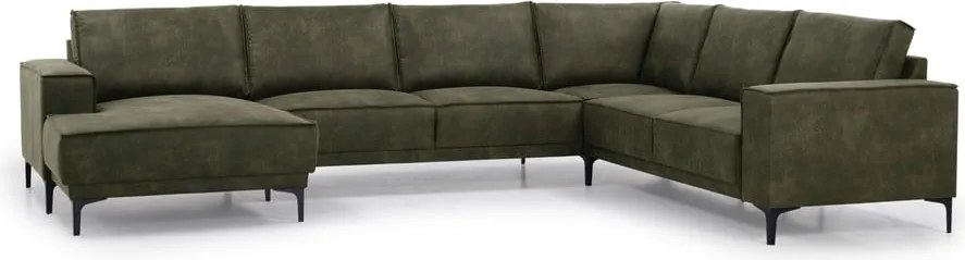 Colțar verde cu tapițerie din imitație de piele (colț pe partea stângă ) Copenhagen – Scandic