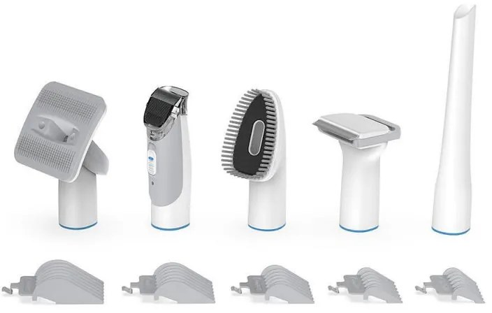 Aparat grooming animale de companie NEAKASA P2 Pro, 400W, 10500 Pa, 2 L, 5 duze, 3 trepte de aspiratie, Alb