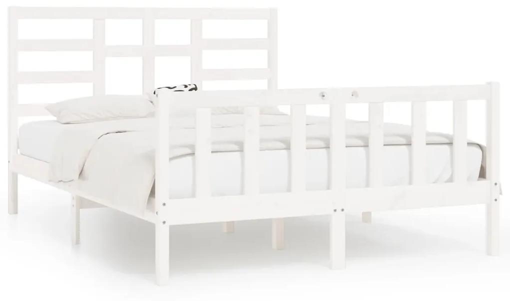 3107609 vidaXL Cadru de pat, alb, 120x200 cm, lemn masiv de pin