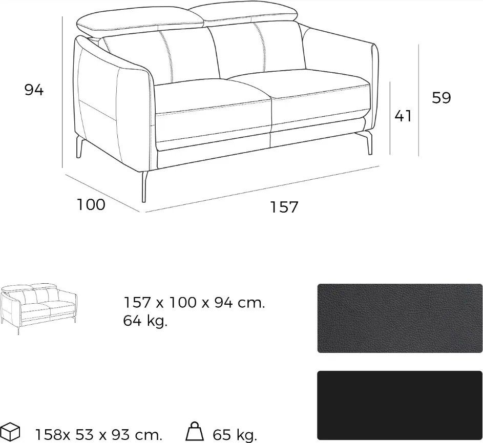 Canapea 2 locuri eleganta, design italian William AC-5359-2P