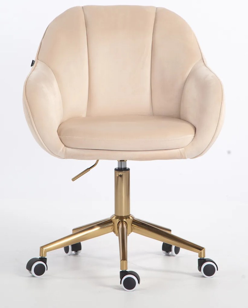 HR2055K Scaun Crem din Catifea cu Bază Aurie