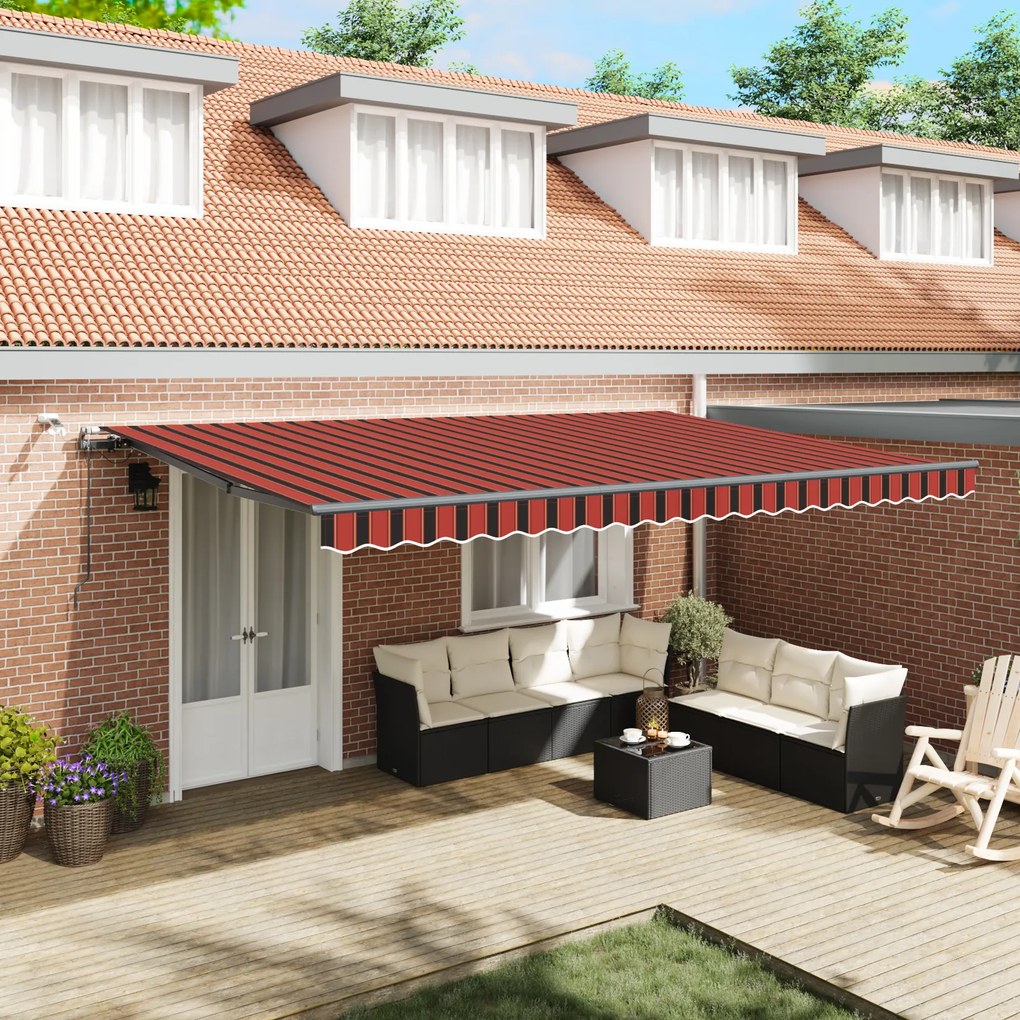 vidaXL Marchiză retractabilă automată cu LED în portocalie și maro, 500x300 cm