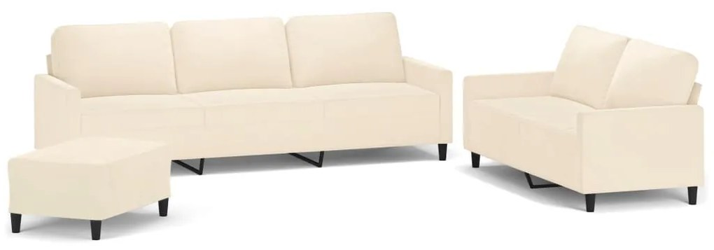 3153869 vidaXL Set de canapele cu perne, 3 piese, crem, catifea
