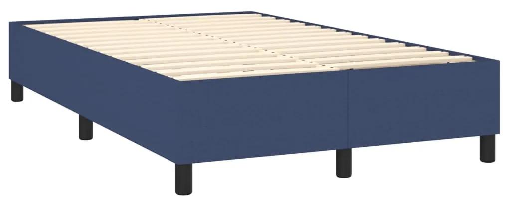 Pat box spring cu saltea, albastru, 120x200 cm, textil Albastru, 120 x 200 cm, Benzi verticale