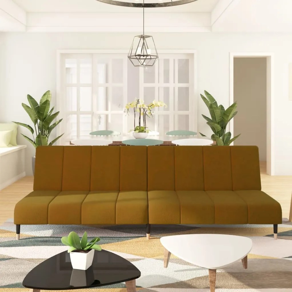 337579 vidaXL Canapea extensibilă cu 2 locuri, maro, catifea