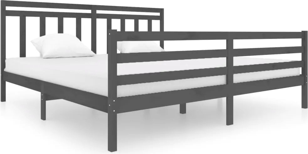 vidaXL Cadru de pat, gri , 200x200 cm, lemn masiv