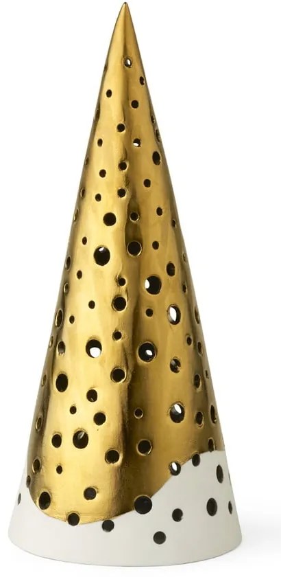 Sfeșnic din porțelan auriu Kähler Design Nobili, înălțime 19 cm