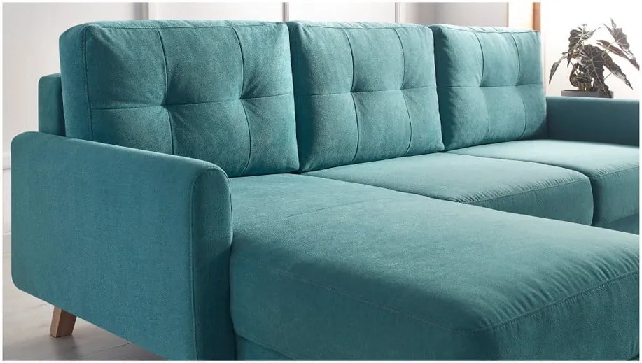 Colțar extensibil cu șezlong pe partea stângă Bobochic Paris Balio, turcoaz