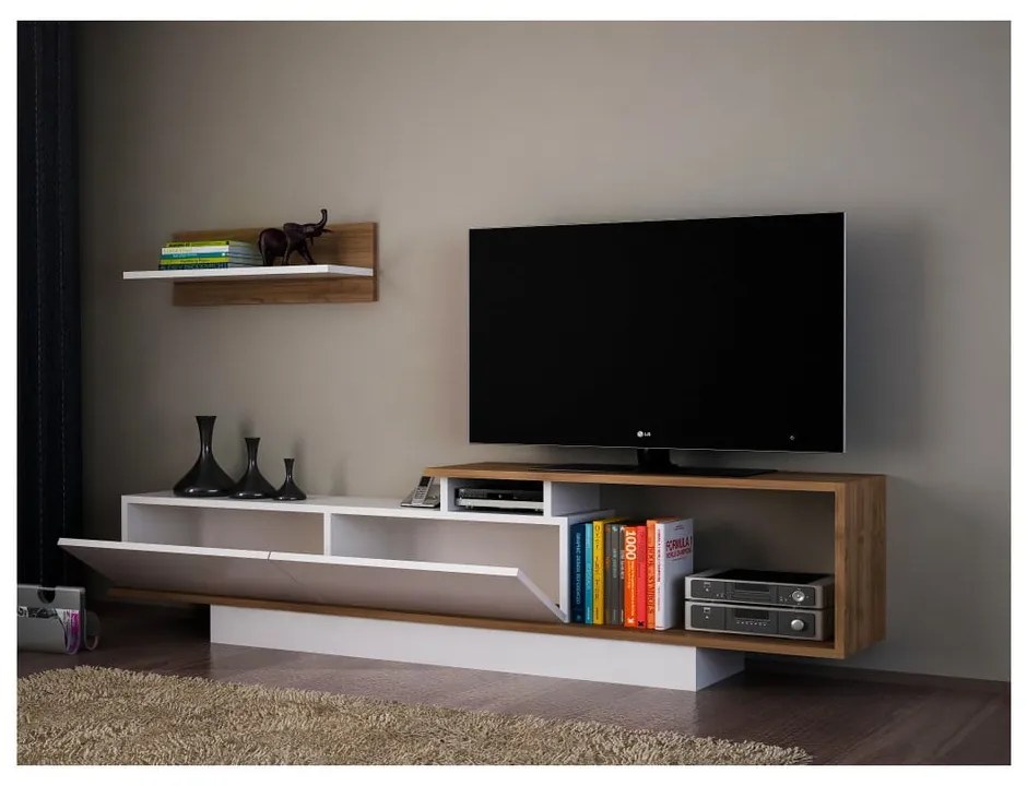 Set mobilier TV alb/natural 180x55 cm Asos - Woody Fashion