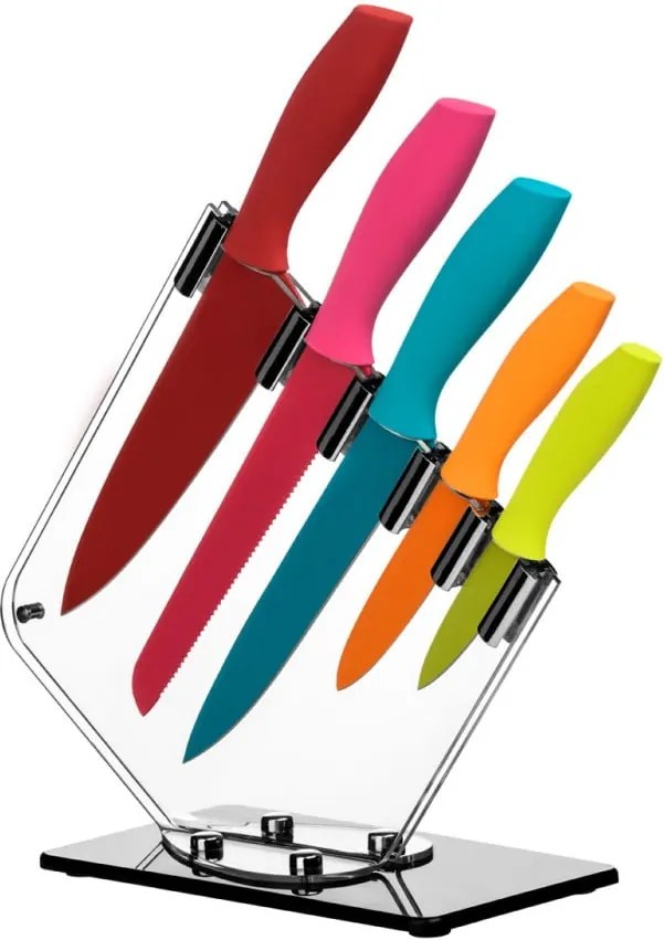 Set 5 cuțite cu suport Premier Housewares Soft Grip
