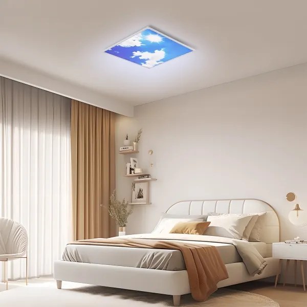 Brilagi-LED SLIMFRAME SKY – corp de iluminat LED dimabil, 58W, 230V, 60x60 cm, argintiu/albastru + telecomandă