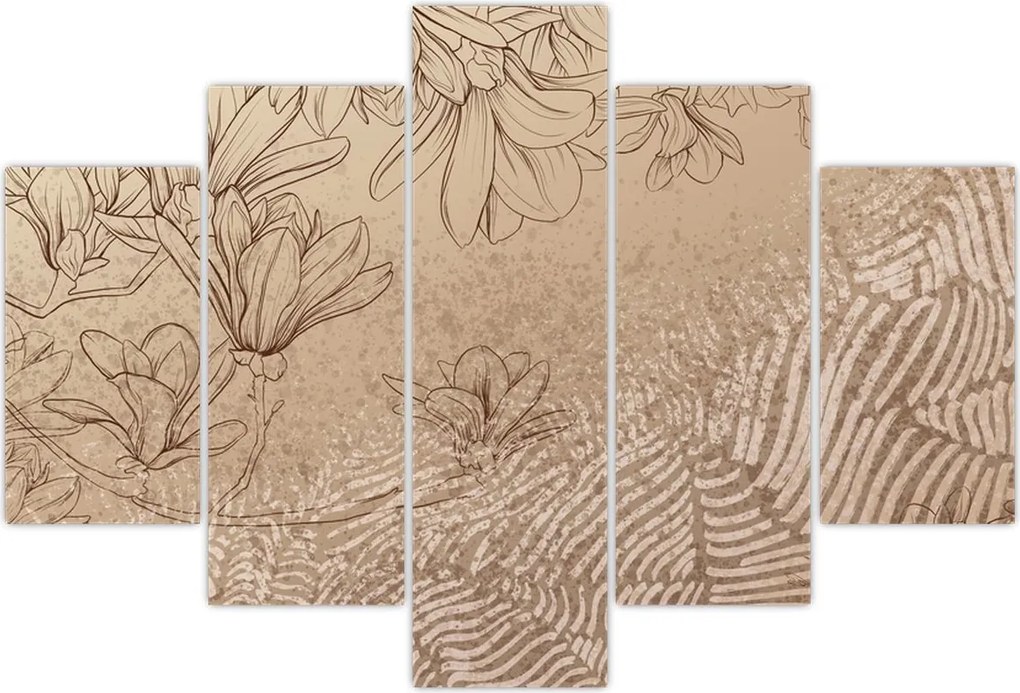 Tablou - Flori desenate (150x105 cm)