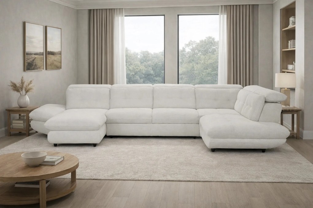 Coltar living SIENA U, sezlong stanga, stofa gri - Frisco G706, 397x23