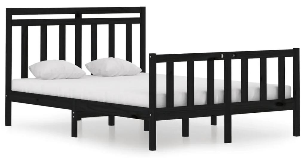3105364 vidaXL Cadru de pat, negru, 140x190 cm, lemn masiv