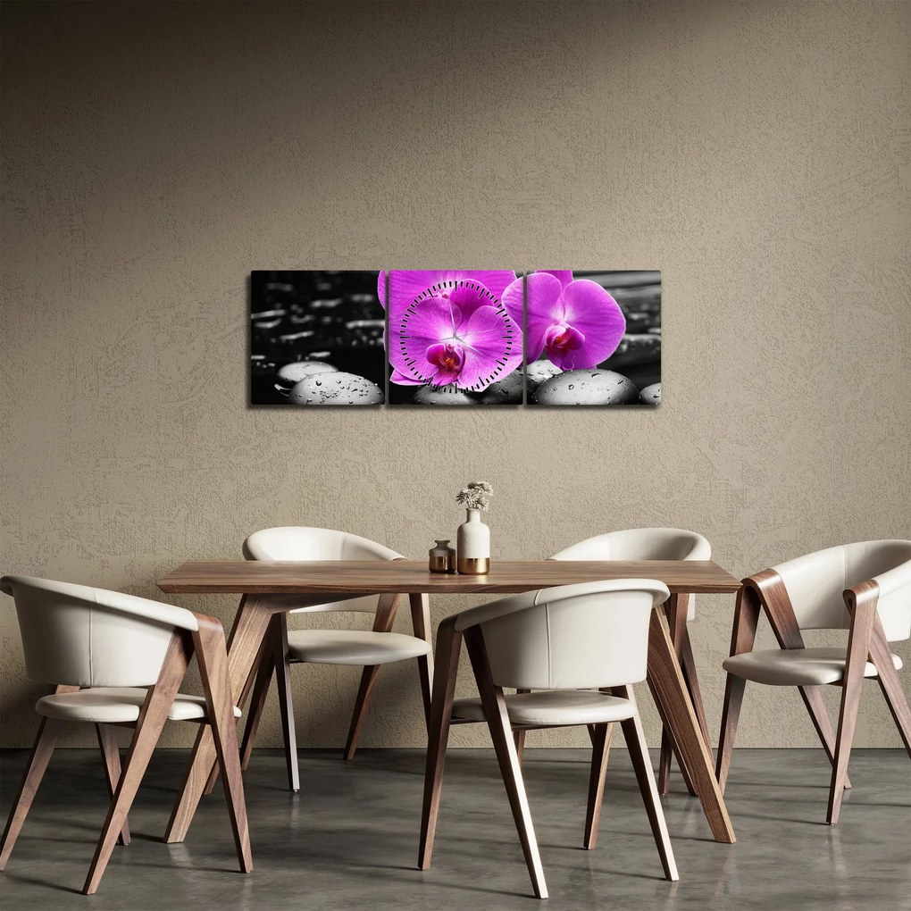 Tablou - Orhidee violet (cu ceas) (90x30 cm)